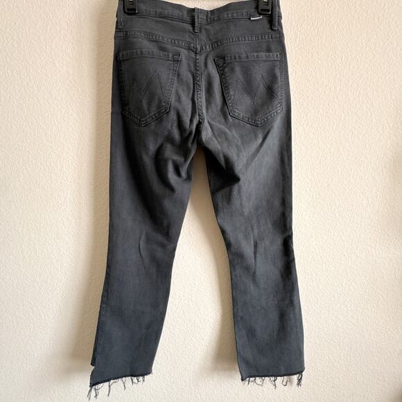 Mother The Insider Crop Step Fray Jeans Black So Far Gone 26 - Picture 9 of 15